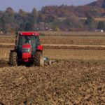 Ploughing with tractor