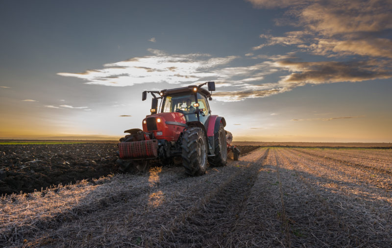 Tractor plowing