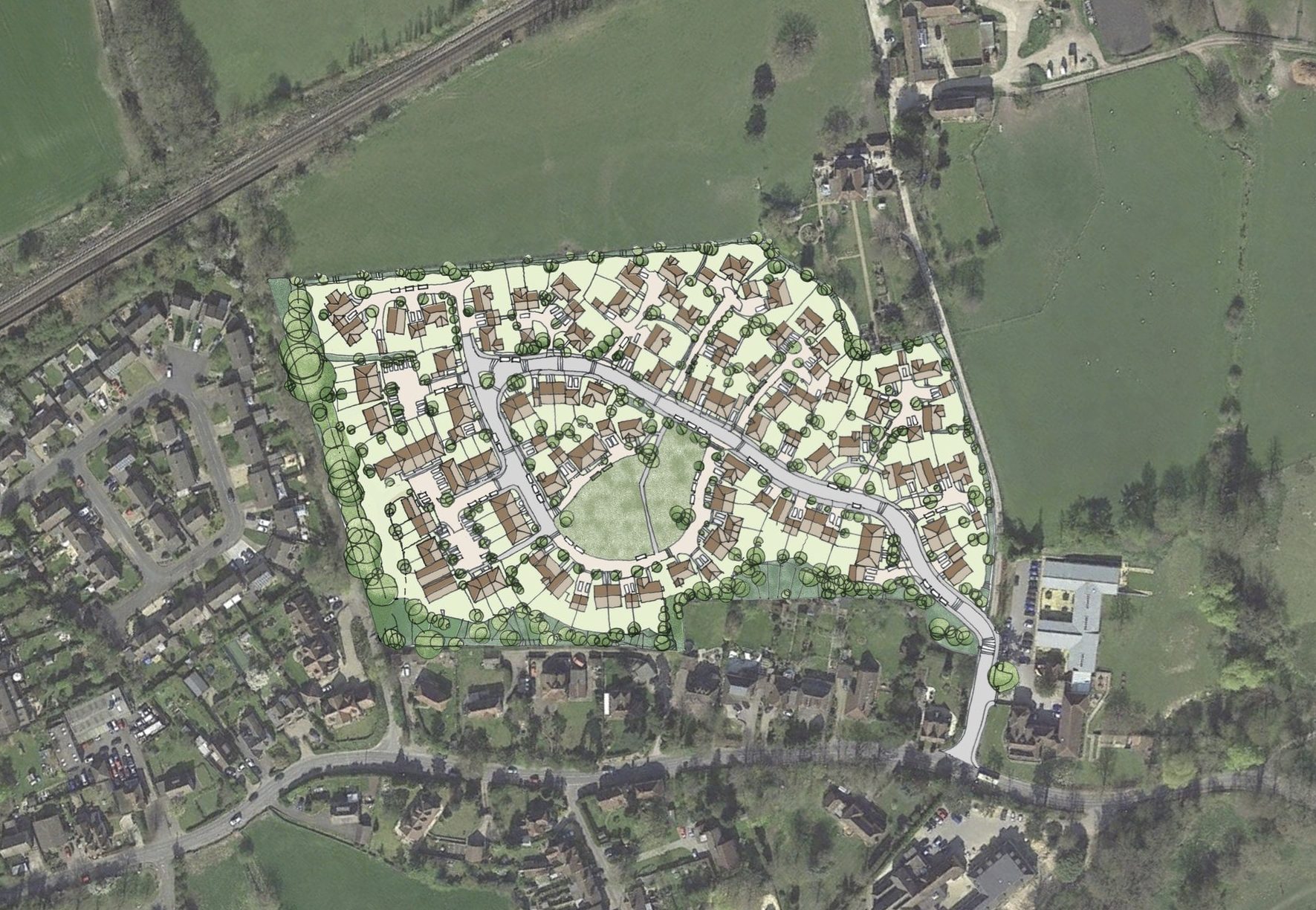 Land sold with planning permission for 100 new houses on a greenfield site near Bearsted, Kent